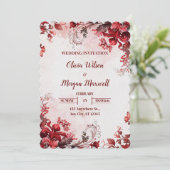 Faire-part de mariage rose et rouge (Debout devant)