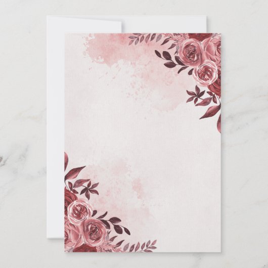 Faire-part de mariage rose et rouge (Dos)