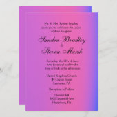 Faire-part de mariage rose et violet (Devant / Derrière)