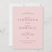 Faire-part de mariage Rose Fardé avec Typographie  (Devant)