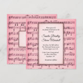 Faire-part de mariage rose feuille (Devant / Derrière)