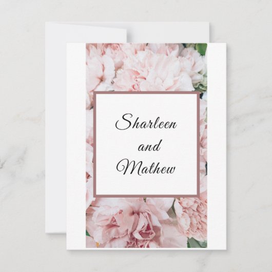 Faire-part de mariage rose floral (Devant)