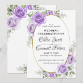 Faire-part de mariage Rose Foncé Clair Bordure Flo (Devant / Derrière)