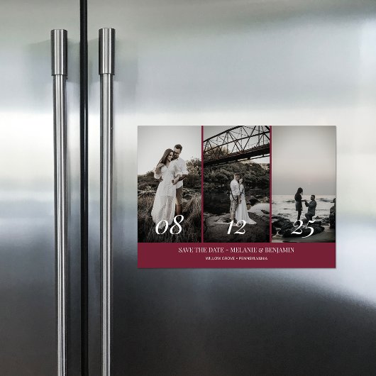 Faire-part de mariage Rose Foncé Élégant Collage P