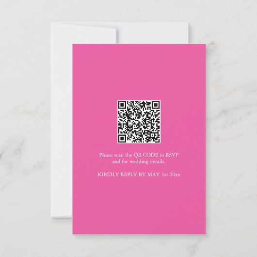 Faire-part de mariage rose Fuchsia avec code QR (Dos)