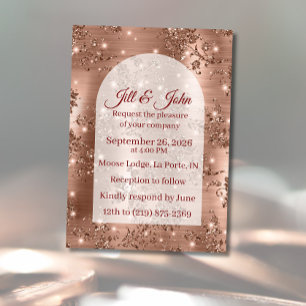 Faire-part de mariage Rose Gold Arched Glitter