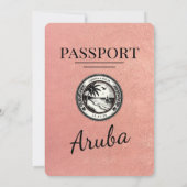 Faire-part de mariage rose Gold Aruba Passport (Dos)
