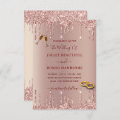 Faire-part de mariage rose Gold avec lecteur de Pa (Devant / Derrière)