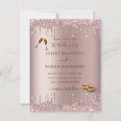 Faire-part de mariage rose Gold Blush Sparkle Driv (Devant)