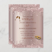 Faire-part de mariage rose Gold Blush Sparkle Driv (Devant / Derrière)