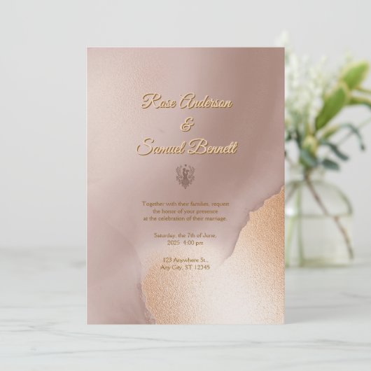 Faire-part de mariage rose Gold Chic (Debout devant)