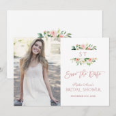 Faire-part de Mariage Rose Gold Fleurs Rose Tendre (Devant / Derrière)