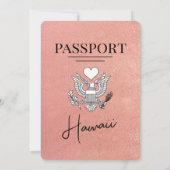 Faire-part de mariage rose Gold Hawaii Passport (Dos)