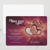 Faire-part de mariage Rose Gold Hearts True Love (Devant / Derrière)