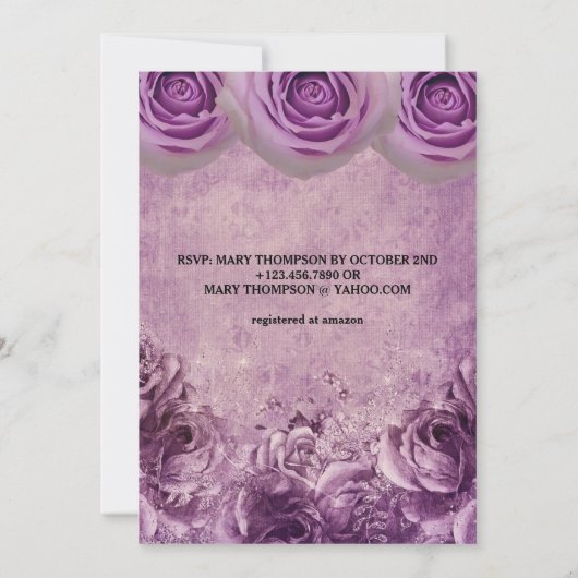 Faire-part de mariage Rose gothique violet (Dos)