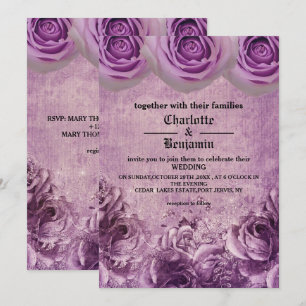 Faire-part de mariage Rose gothique violet