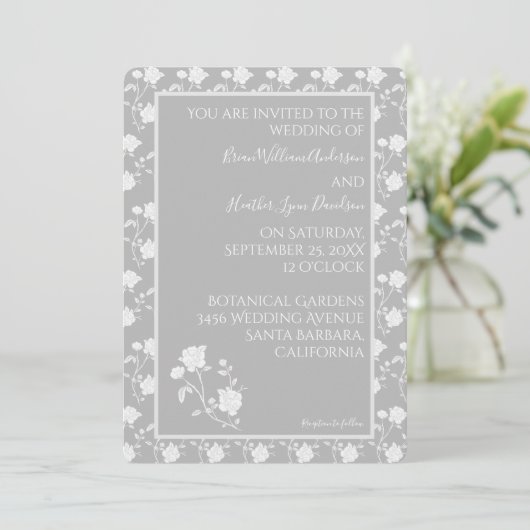 Faire-part de mariage Rose gris (Debout devant)