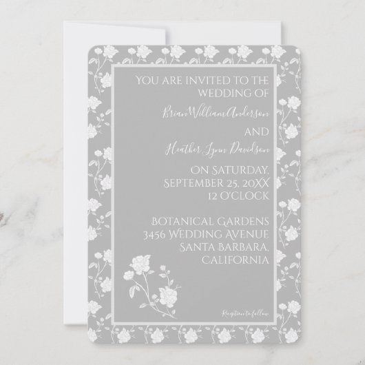 Faire-part de mariage Rose gris (Devant)