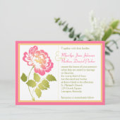 Faire-part de mariage rose, jaune, et vert de (Debout devant)