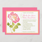 Faire-part de mariage rose, jaune, et vert de (Devant / Derrière)