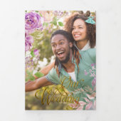 Faire-part de mariage Rose Lilac triple (Page de couverture)