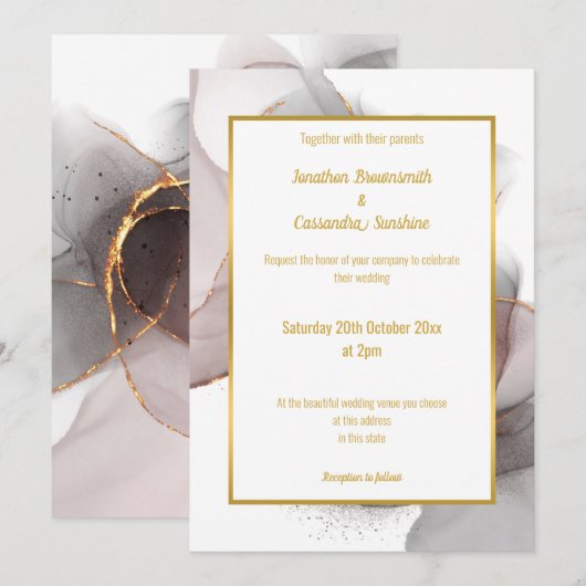 FAIRE-PART DE MARIAGE ROSE LUXE FLOTTANT (Devant / Derrière)