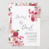 Faire-part de mariage rose magenta (Devant / Derrière)