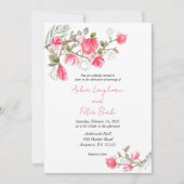 Faire-part de mariage rose Magnolia, invitations (Devant)