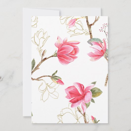 Faire-part de mariage rose Magnolia, invitations (Dos)