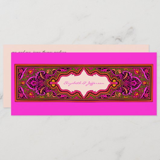 Faire-part de mariage rose marocain (Devant / Derrière)