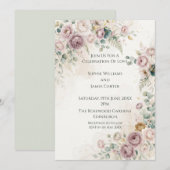Faire-part de mariage Rose Mauve (Devant / Derrière)