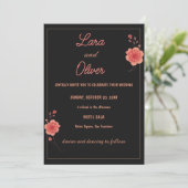 Faire-part de mariage Rose Minimaliste Sombre Élég (Debout devant)