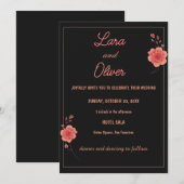 Faire-part de mariage Rose Minimaliste Sombre Élég (Devant / Derrière)