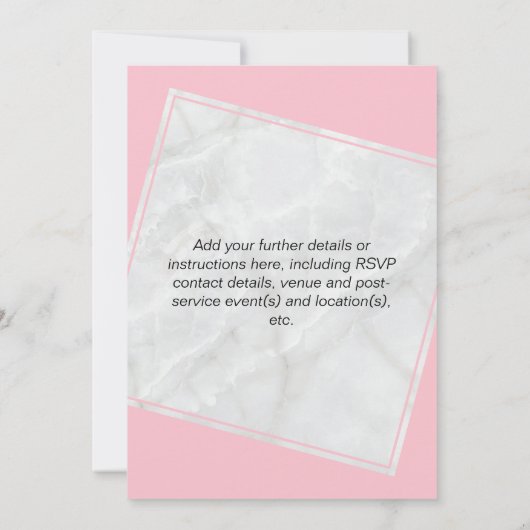 Faire-part de mariage rose moderne (Dos)