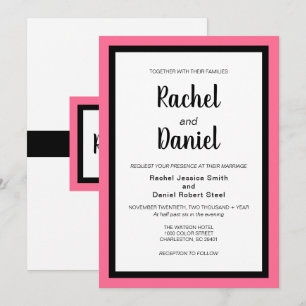 Faire-part de mariage rose moderne
