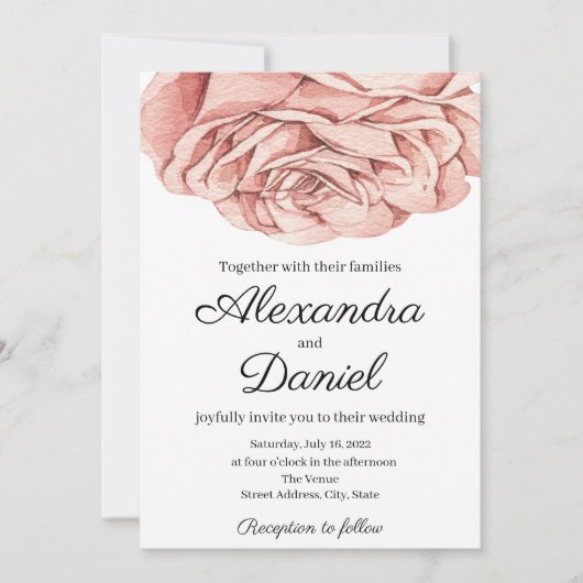 Faire-part de mariage Rose moderne (Devant)