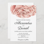 Faire-part de mariage Rose moderne (Devant / Derrière)