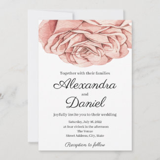 Faire-part de mariage Rose moderne