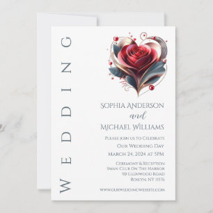 Faire-part de mariage Rose moderne en forme de coe