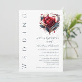 Faire-part de mariage Rose moderne en forme de coe (Debout devant)