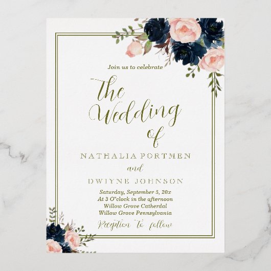Faire-part de mariage Rose Nature (Recto)