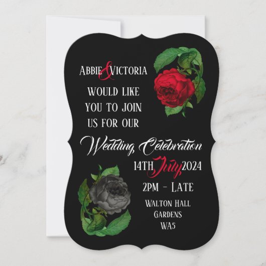Faire-part de mariage Rose noir (Devant)