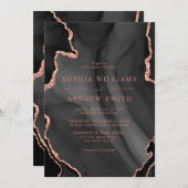 Faire-part de mariage rose noir et blanc (Devant / Derrière)