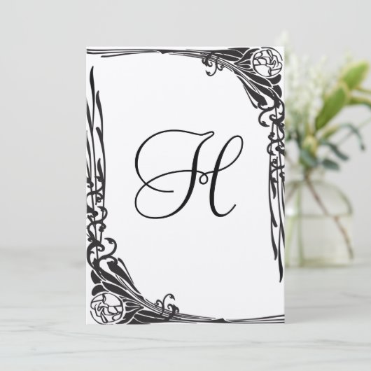 Faire-part de mariage Rose noire vintage (Debout devant)