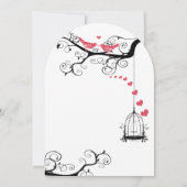 Faire-Part de Mariage Rose Oiseaux d'Amour Moderne (Dos)