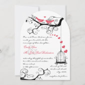 Faire-Part de Mariage Rose Oiseaux d'Amour Moderne (Devant)
