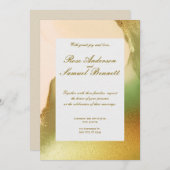 Faire-part de mariage rose or Elegant Monogramme (Devant / Derrière)