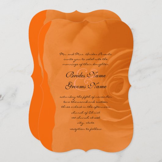Faire-part de mariage Rose orange (Devant / Derrière)