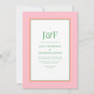 Faire-part de mariage rose, orange et vert