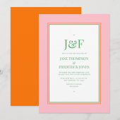 Faire-part de mariage rose, orange et vert (Devant / Derrière)